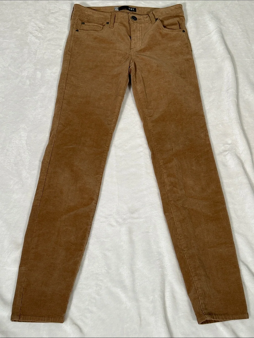 Kut from the Kloth Women's Diana Fab Ab Skinny Corduroy Pants in Light Brown